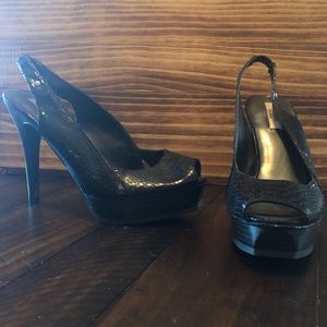 Vera Wang snake skin peep toes